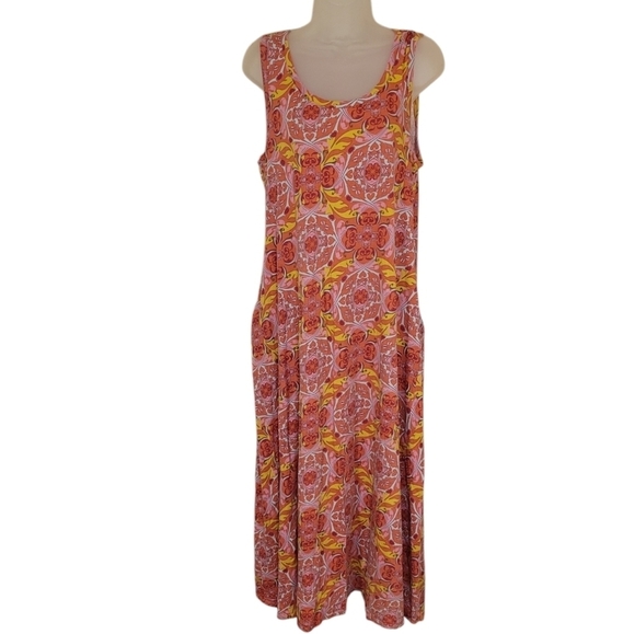 Soft Surroundings Santiago Medallion Maxi Dress Pink Jersey Knit Large 2EE22 - Picture 8 of 8